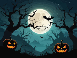 Halloween best hunted house graphic with  mid night forest horror illustration