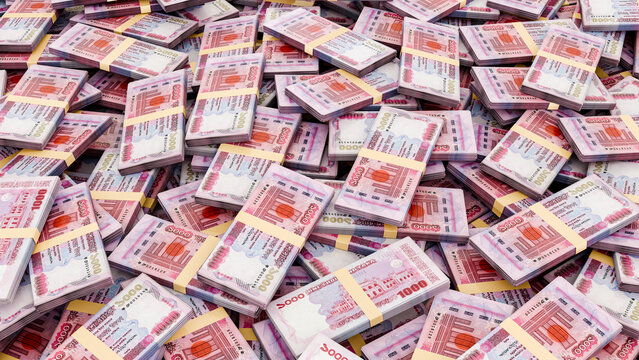 Pile of Bangladesh Currency Bundle-Stack of 1000 Taka Notes, High-Resolution Currency Photo.