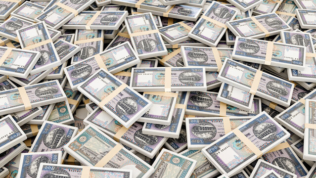 Pile of Bangladesh Currency Bundle-Stack of 500 Taka Notes, High-Resolution Currency Photo.