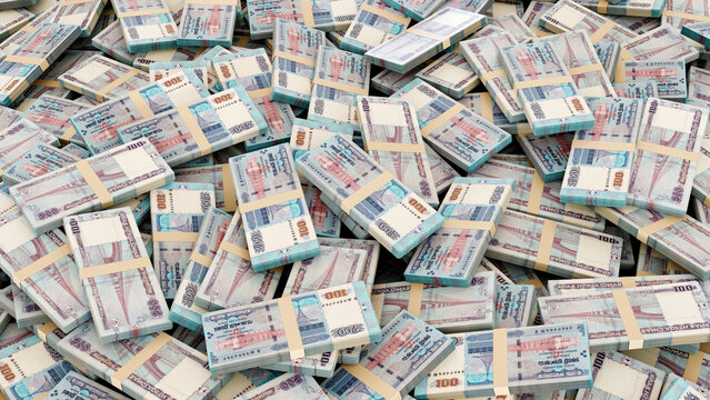Pile of Bangladesh Currency Bundle-Stack of 100 Taka Notes, High-Resolution Currency Photo.