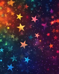 Vibrant multicolored 2D cartoon layout featuring bright stars with a blurred decorative style Ideal for creative business promotion