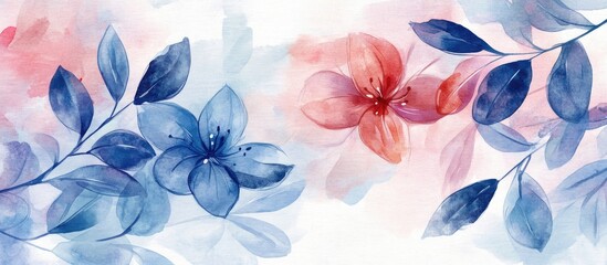 Obraz premium Watercolor floral and leaf texture design for wallpaper