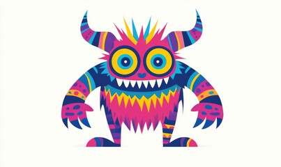 Naklejka premium Cute flat monster character design in vibrant colors perfect for children s illustrations and playful graphics
