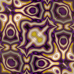 Obraz premium Fascinating undulating pattern of a stream with purple, brown and yellow intricate patterns. 3d rendering illustration