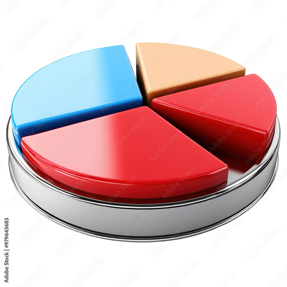 Poster colorful pie chart representing data segments for analysis, showcasing visual statistics in a modern