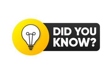 Did You Know question banner. A Quiz. Did you know vector sign. Fun Fact Question. Vector illustration.