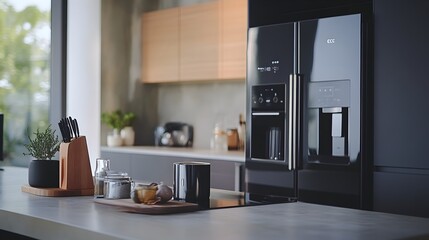 Fototapeta premium Elegant and Functional Kitchen with Modern Appliances and Decor