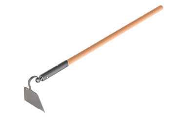 Hoe, garden hoe. 3D rendering isolated on transparent background