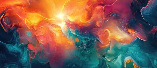 Vibrant abstract background featuring vivid colors and dynamic textures Chaotic elements create a psychedelic and surreal fine art experience