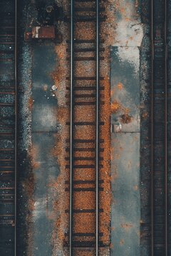 Rusted and Abandoned Parallel Railway Tracks Depicting Decaying Industrial Infrastructure