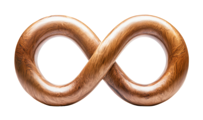 Wooden infinity symbol representing endless possibilities and continuity isolate on transparent background, cutout, png