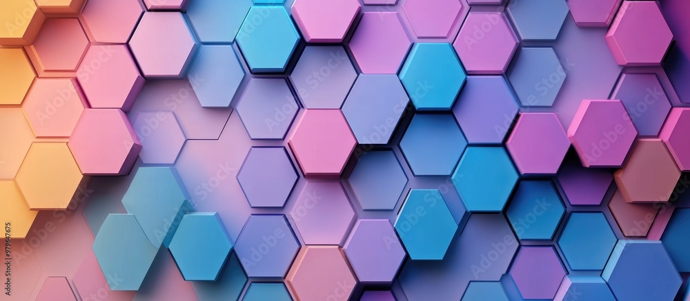 Poster abstract 3d background with hexagonal colorful tiled surface