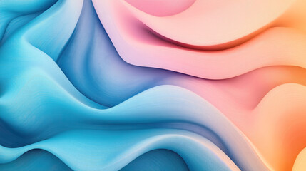 Abstract image with smooth, flowing waves of colorful gradients in blue, pink, and orange tones. The texture resembles soft fabric or fluid forms creating a dynamic visual effect.