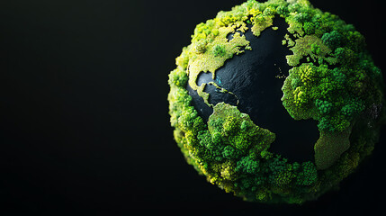 Fototapeta premium A lush green globe representing Earth, surrounded by diverse forests and natural beauty, symbolizing environmental awareness.