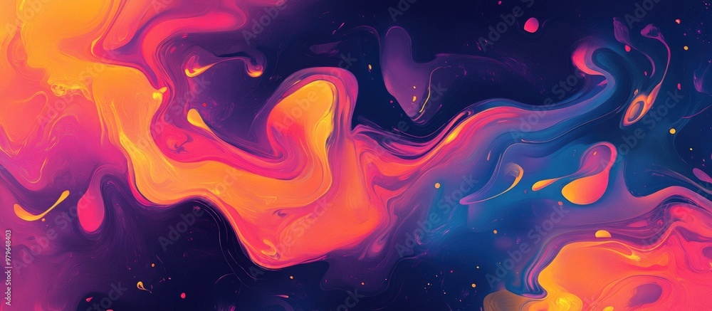 Aufkleber abstract fluid neon background with organic patterns for web banner