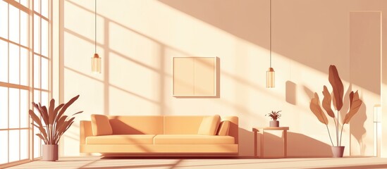 Beautiful Soft Natural Light In Apartment Interior Illustration