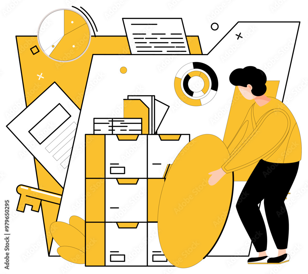 Aufkleber data analytics vector illustration. data analytics is digital detective, revealing insights in vast 