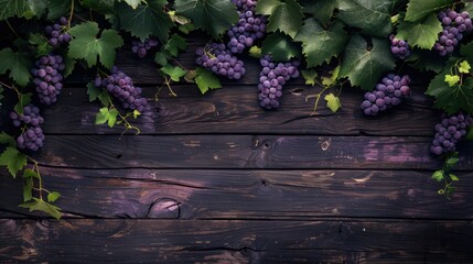 Background template with copy space  of grape leaf and  vine