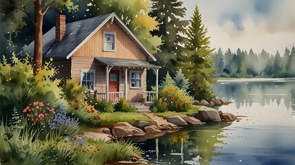 Charming Lake House by the Lake Surrounded by Lush Trees