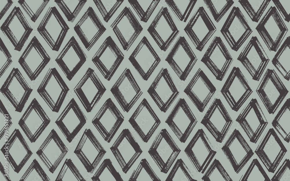 Poster abstract seamless pattern with bold vector rhombuses. hand draw geometric shapes with grunge texture