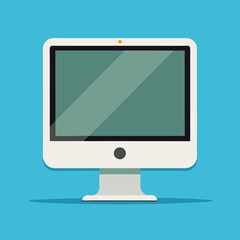 Personal computer in flat style. Desktop computer. Computer icon isolated on background
