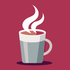 coffee mug with steam in flat design style. Vector illustration