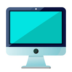 Personal computer in flat style. Desktop computer. Computer icon isolated on background