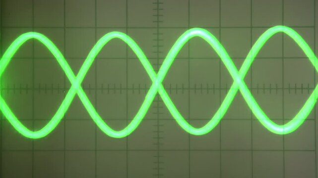 Pulse Signal. Parabolic Curve Green screen old oscilloscope