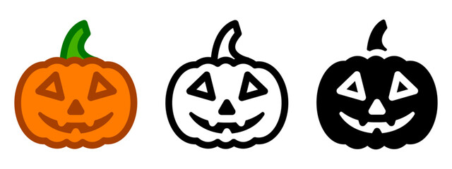 Halloween pumpkin icon. Fall decoration sign. Smiling pumpkin symbol.