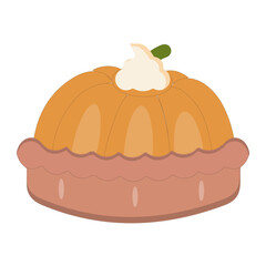 Pie and whole pie, suitable for various purposes such as printed products, merchandise, or digital promotional materials. This pie is depicted in attractive, bright colors, ideal for culinary, fall,