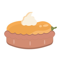 Pie and whole pie, suitable for various purposes such as printed products, merchandise, or digital promotional materials. This pie is depicted in attractive, bright colors, ideal for culinary, fall,