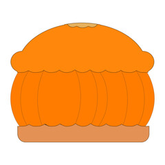 Pie and whole pie, suitable for various purposes such as printed products, merchandise, or digital promotional materials. This pie is depicted in attractive, bright colors, ideal for culinary, fall,