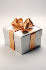 Obraz premium a white gift box with an orange ribbon
