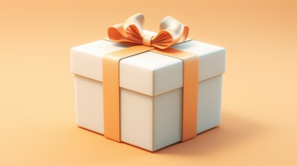 Obraz premium a white gift box with an orange ribbon