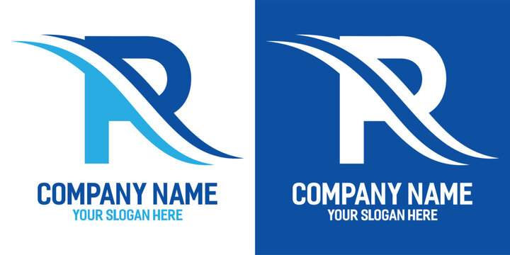 LOGO LETER R AND water waves vector illustration