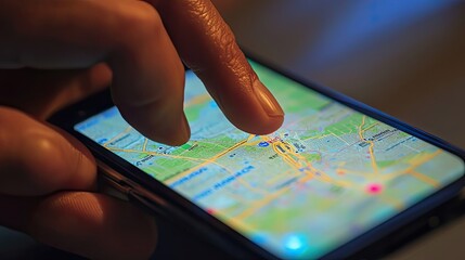 Hand Using a Smartphone to Navigate with a Map App