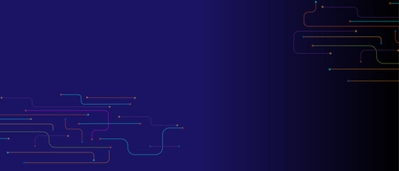 Vector abstract technology on a colorful background. High-tech circuit board connection system, circuit diagram on colorful background.