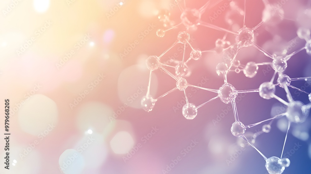 Poster abstract 3d molecular structure with bokeh background