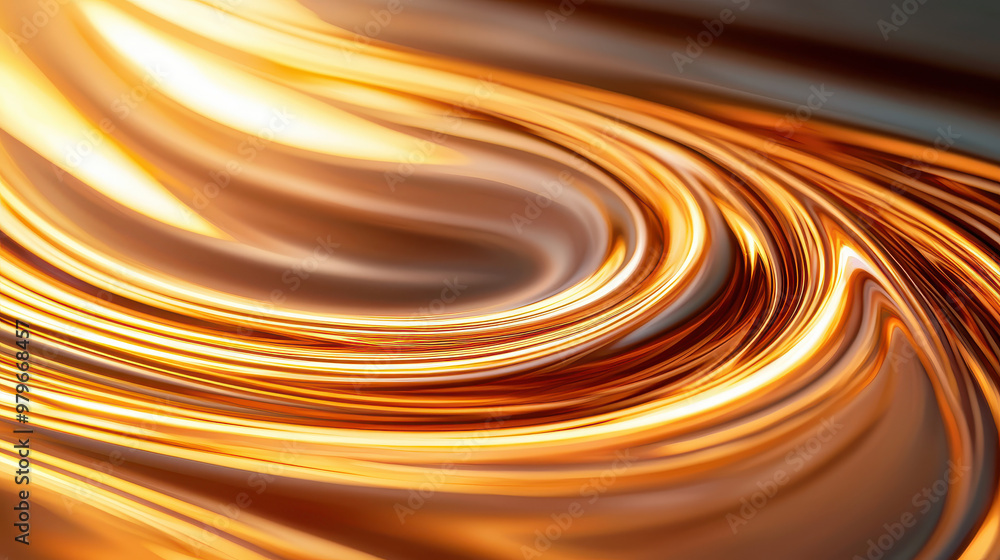 Poster abstract golden flowing lines creating a sense of movement and warmth, ideal for backgrounds and tex