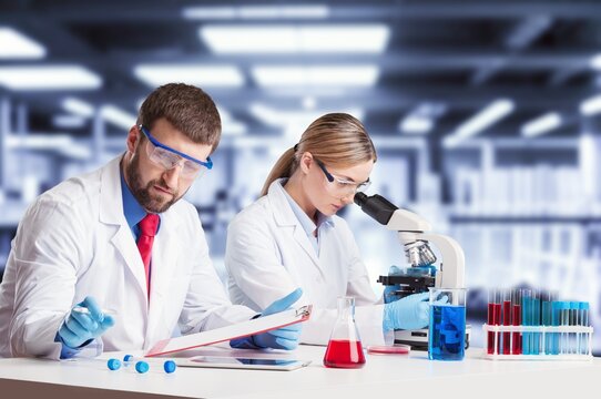 Scientist works in Laboratory for a Project.
