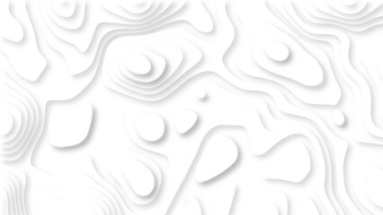Abstract 3D background creative pattern in illustration with white color design in papercut.Topographic canyon geometric map relief texture with curved layers and shadow. Abstract realistic papercut