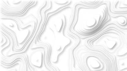 Abstract 3D background creative pattern in illustration with white color design in papercut.Topographic canyon geometric map relief texture with curved layers and shadow. Abstract realistic papercut
