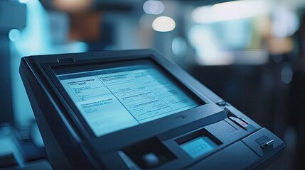 Close-up of a Voting Machine with a Touchscreen Display