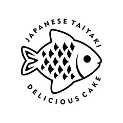 Taiyaki cake logo vector illustration template