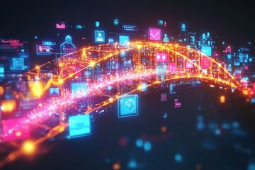 Obraz premium The Digital Workspace Bridge, Remote Work and Collaboration Tools