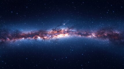Fototapeta premium Vast Milky Way Galaxy, sweeping view of stars and cosmic dust, deep space with vibrant celestial hues, inviting exploration of the universe's wonders