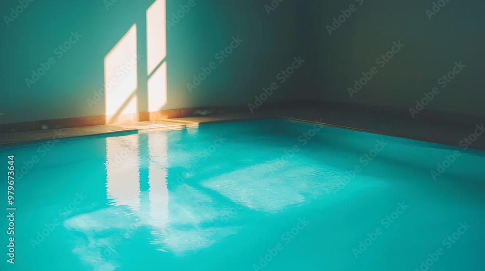 Poster serene space, a tranquil setting filled with soft light and open areas, inviting exploration and ref