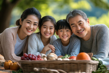 Fototapeta premium Asian Family At Picnic