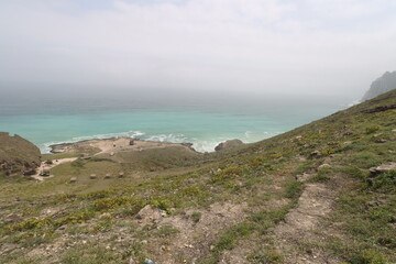 Al Mughsail Beach in Dhofar Governorate, Sultanate of Oman , rocks and sea