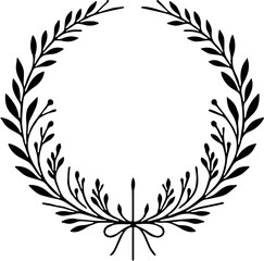 Circular Wreath with Branches and Leaves for Seasonal Decor, Natural-Themed Crafts, Eco-Friendly Wedding Invitations, Nature-Inspired Holiday Cards, Minimalist Wall Art, Botanical Graphic Design Eleme